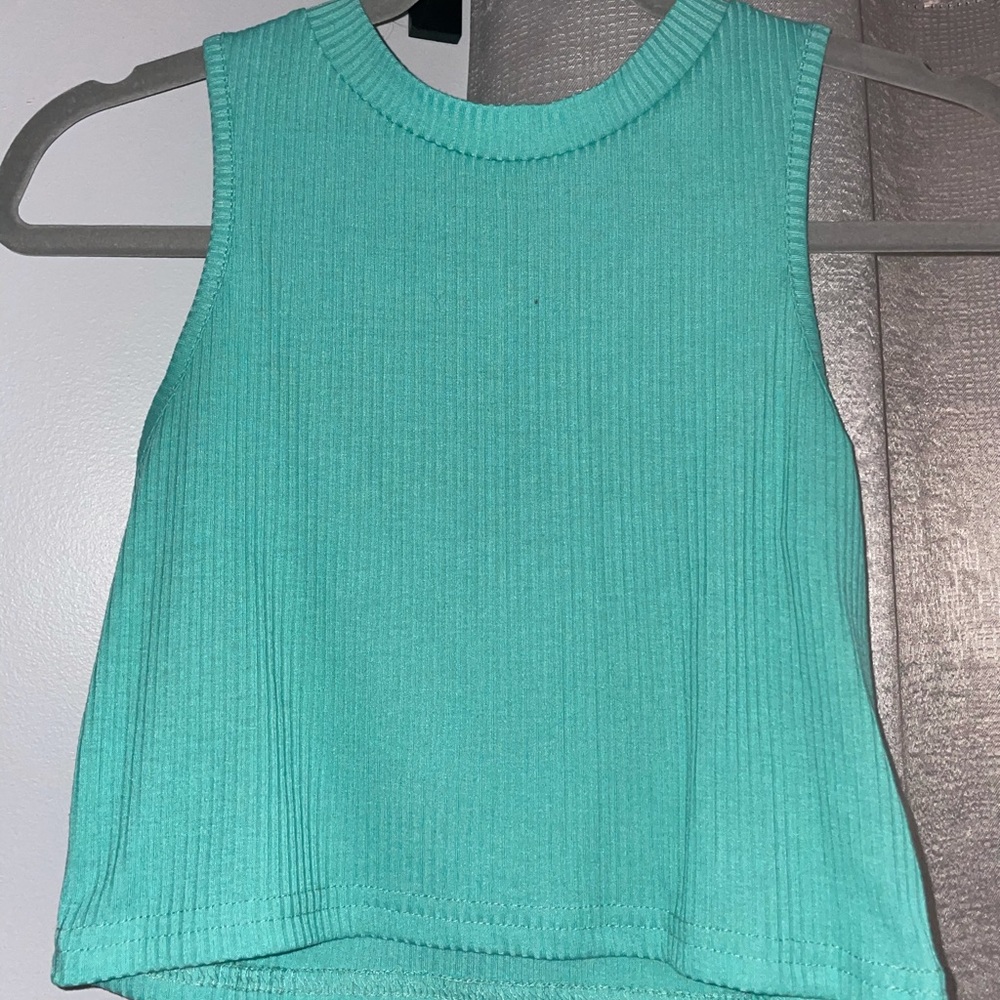 ribbed teal crop top barely worn